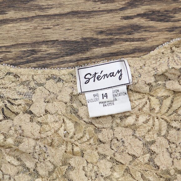 Stemay Womens Embellished Short Evening Pearl Evening Jacket Champagne Gold 14 - Picture 4 of 5